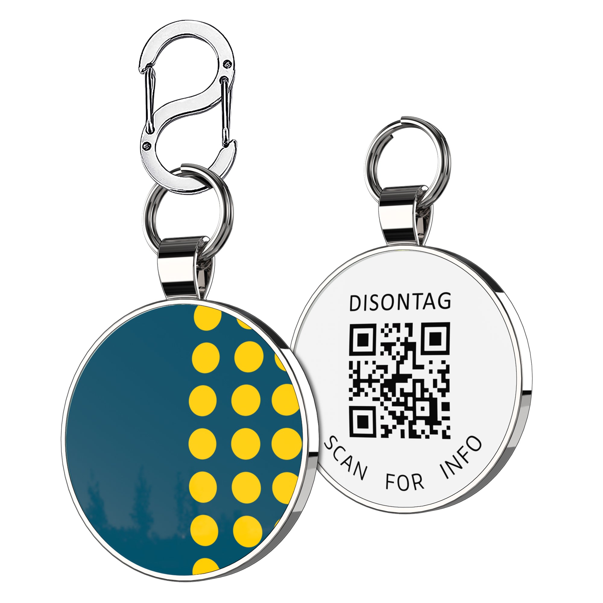 Alloy ID QR code pet tag-Yellow Polka Dots