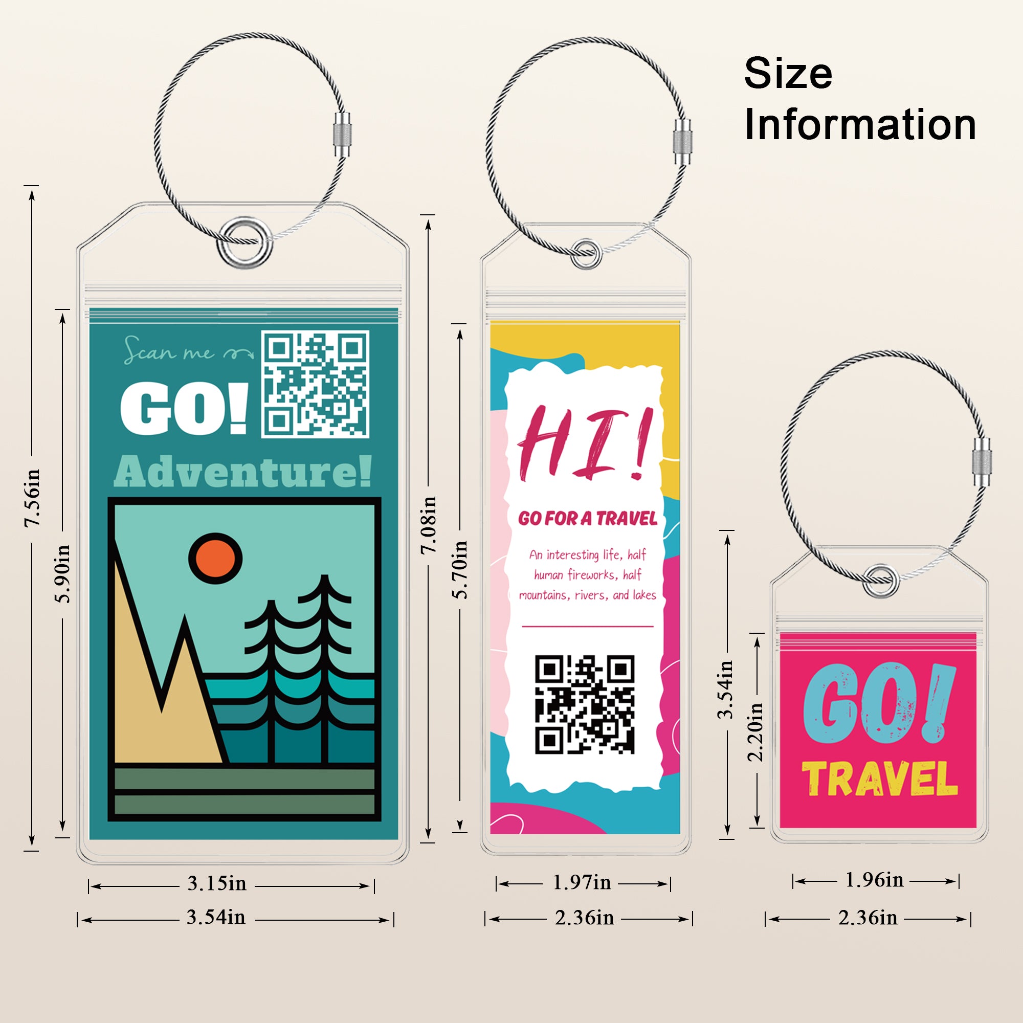 QR Code Clear Cruise Large Luggage Tag, Customized Personal Information-x2