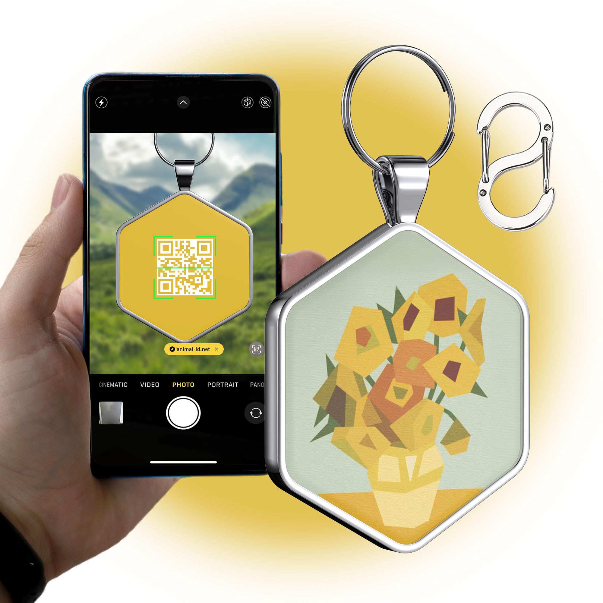 Alloy ID QR code pet tag-Sunflowers