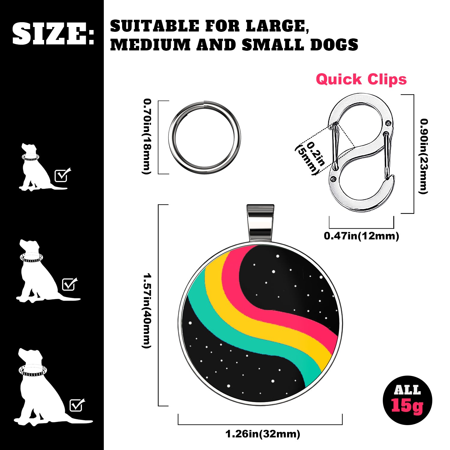 Alloy ID QR code pet tag-Interstellar Rainbow