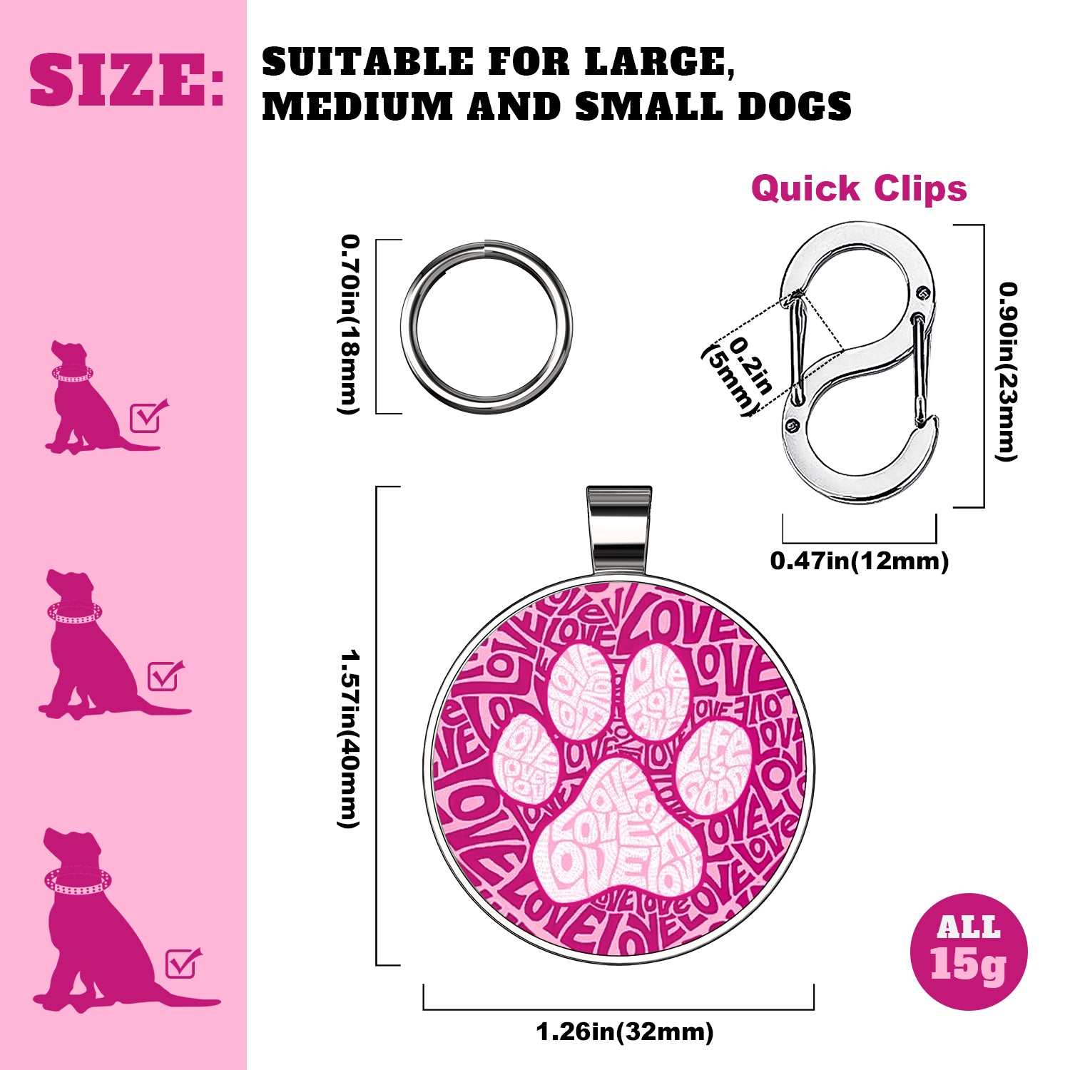 Alloy ID QR code pet tag-Love