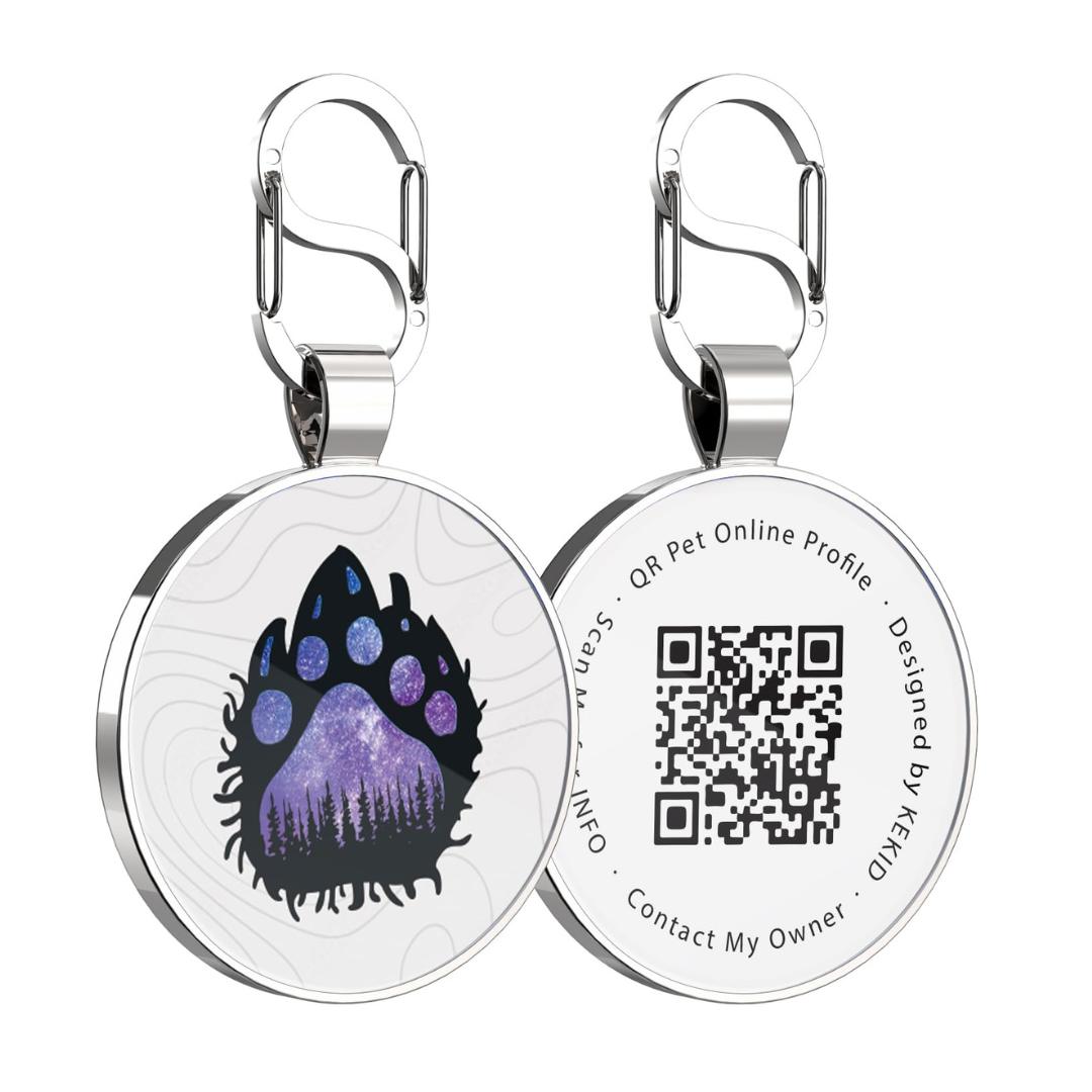 Quick clips QR code pet tag-Perple Paw