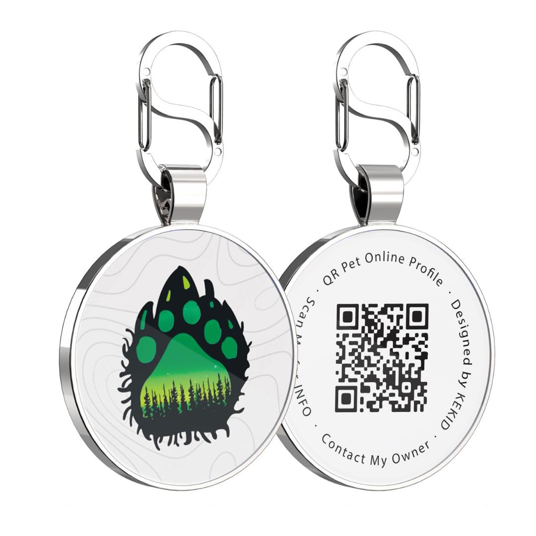 Quick clips QR code pet tag-Green Paw