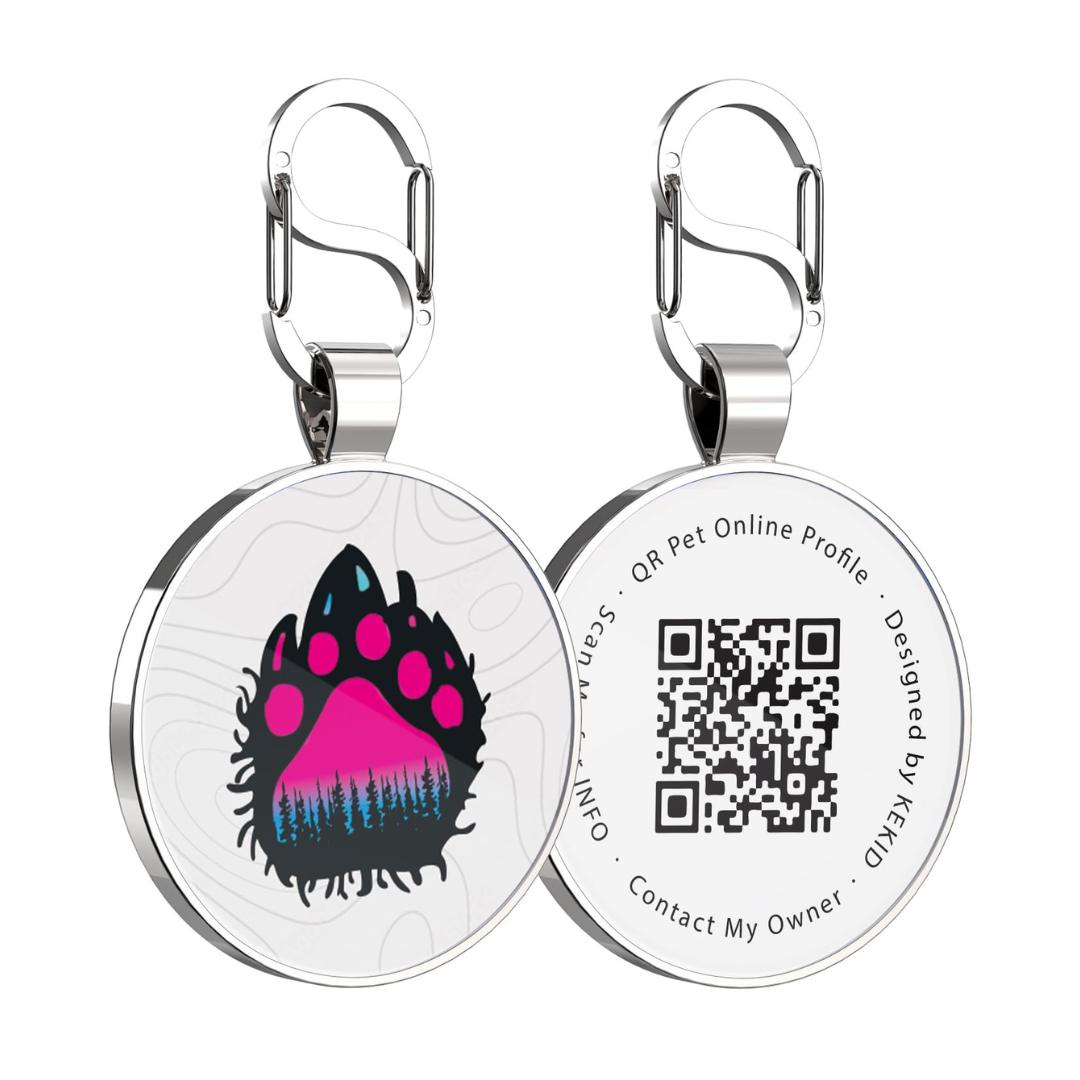 Quick clips QR code pet tag-Pink Paw