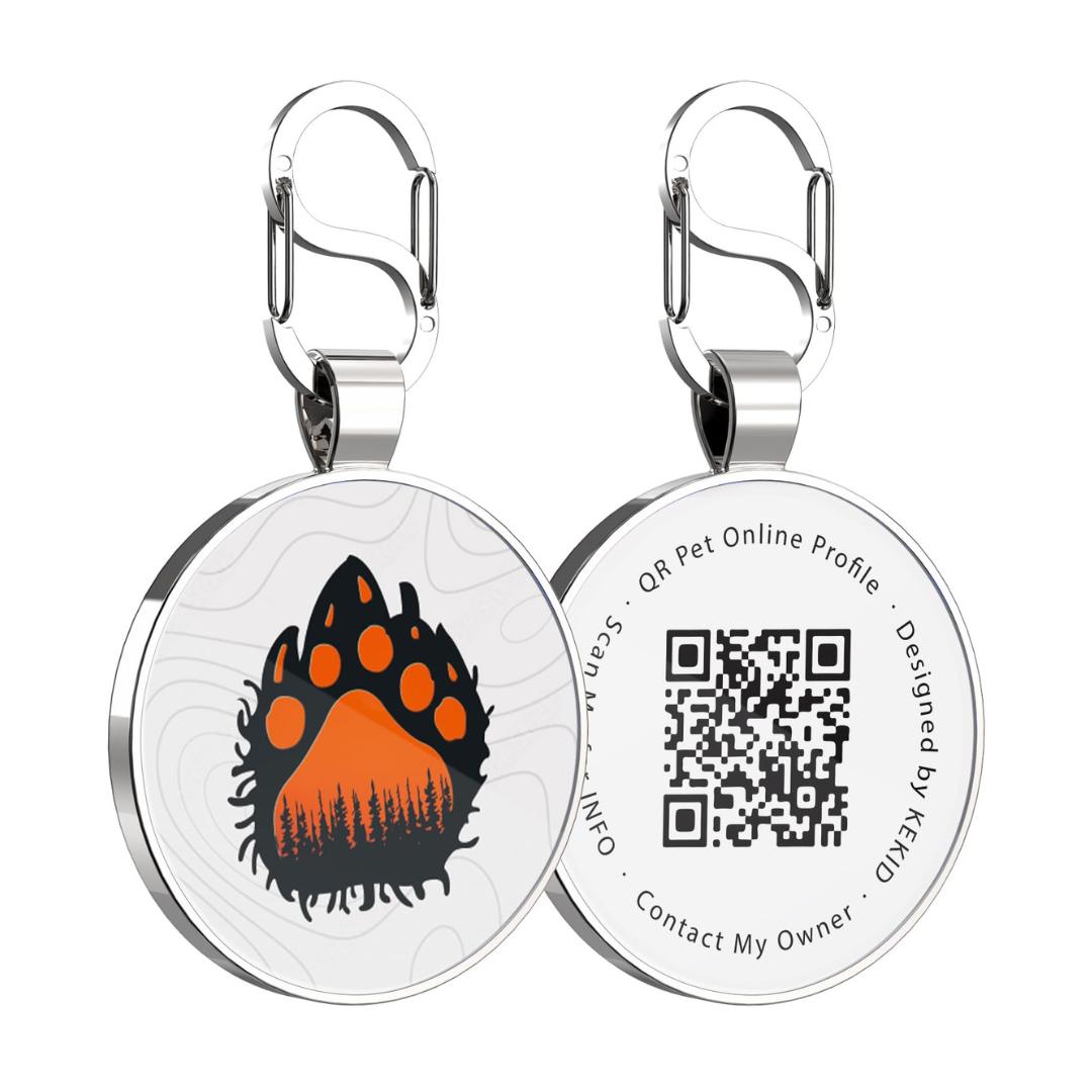 Quick clips QR code pet tag-Orange Paw