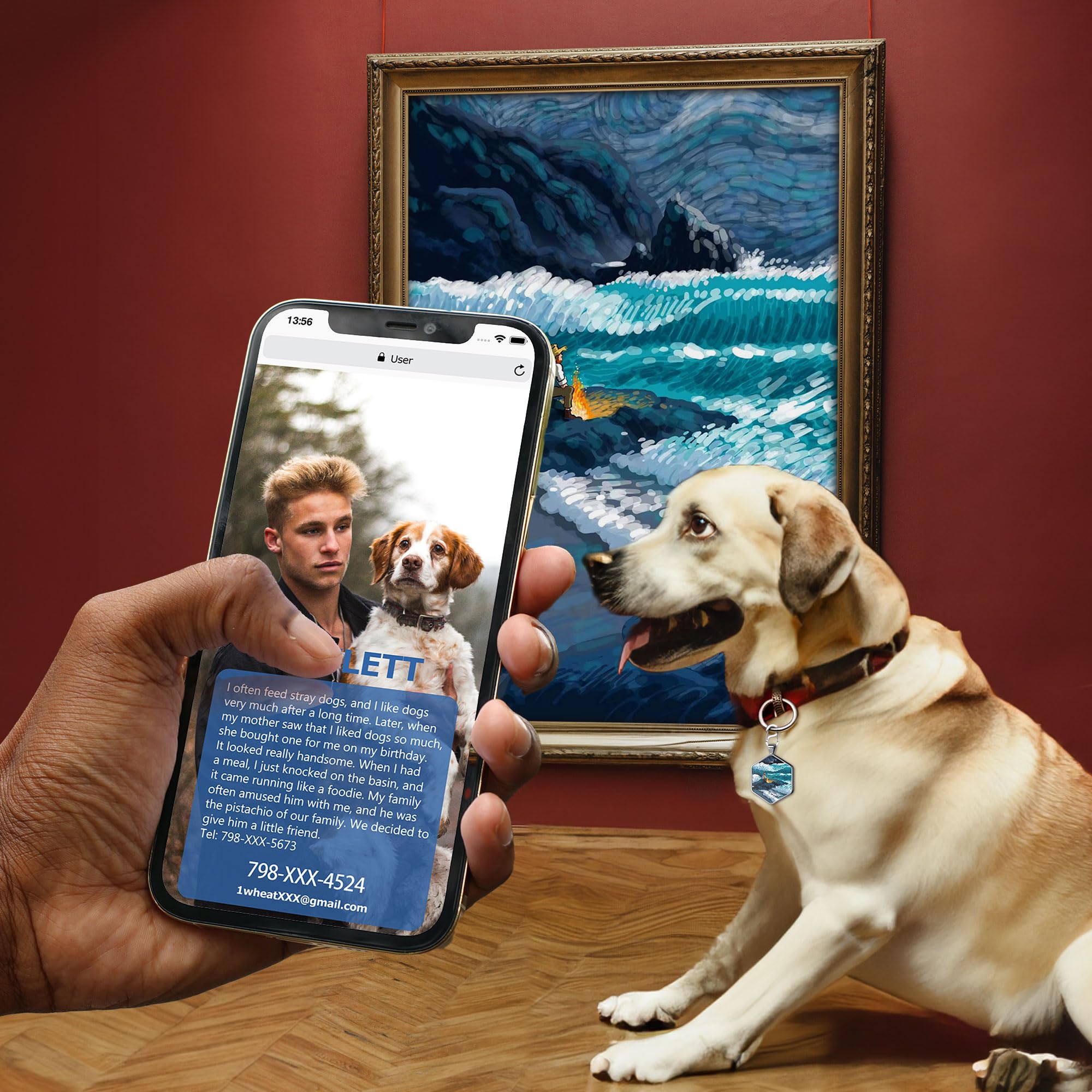 Alloy ID QR code pet tag-Van Gogh and the Sea