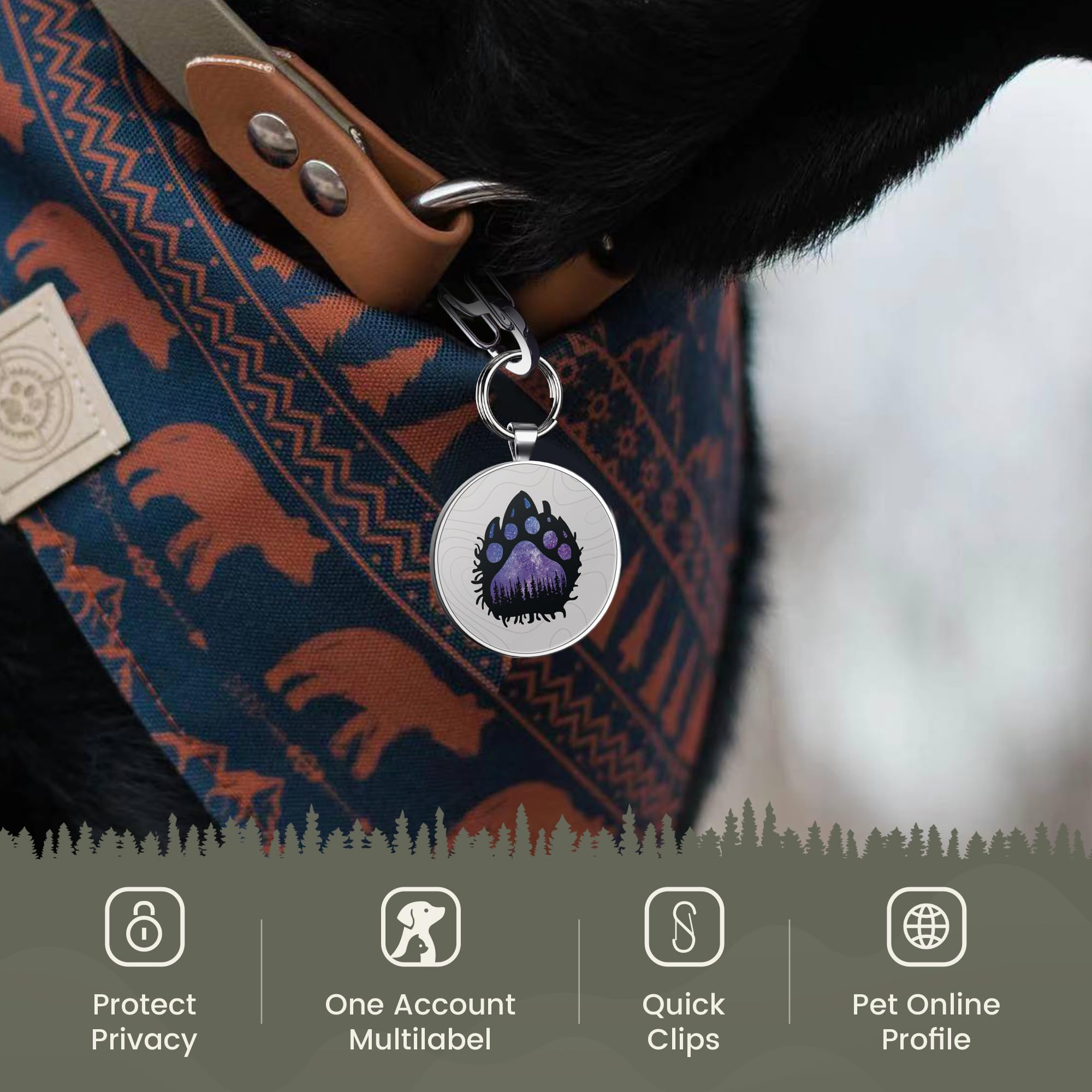 Quick clips QR code pet tag-Perple Paw