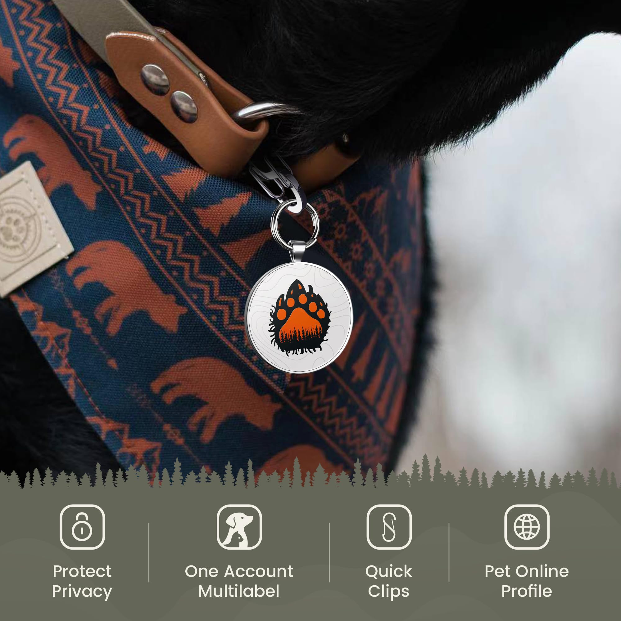 Quick clips QR code pet tag-Orange Paw