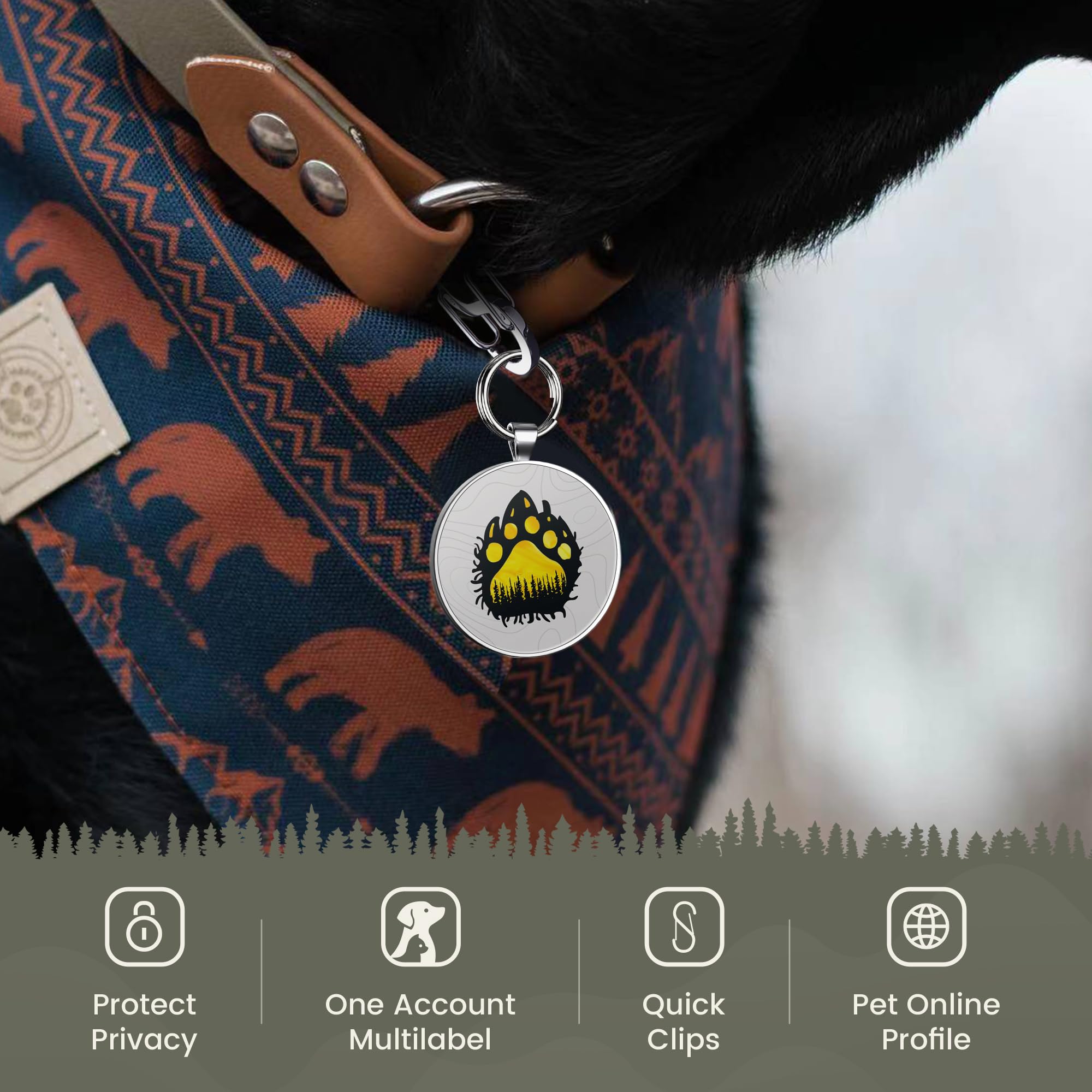 Quick clips QR code pet tag-Yellow Paw