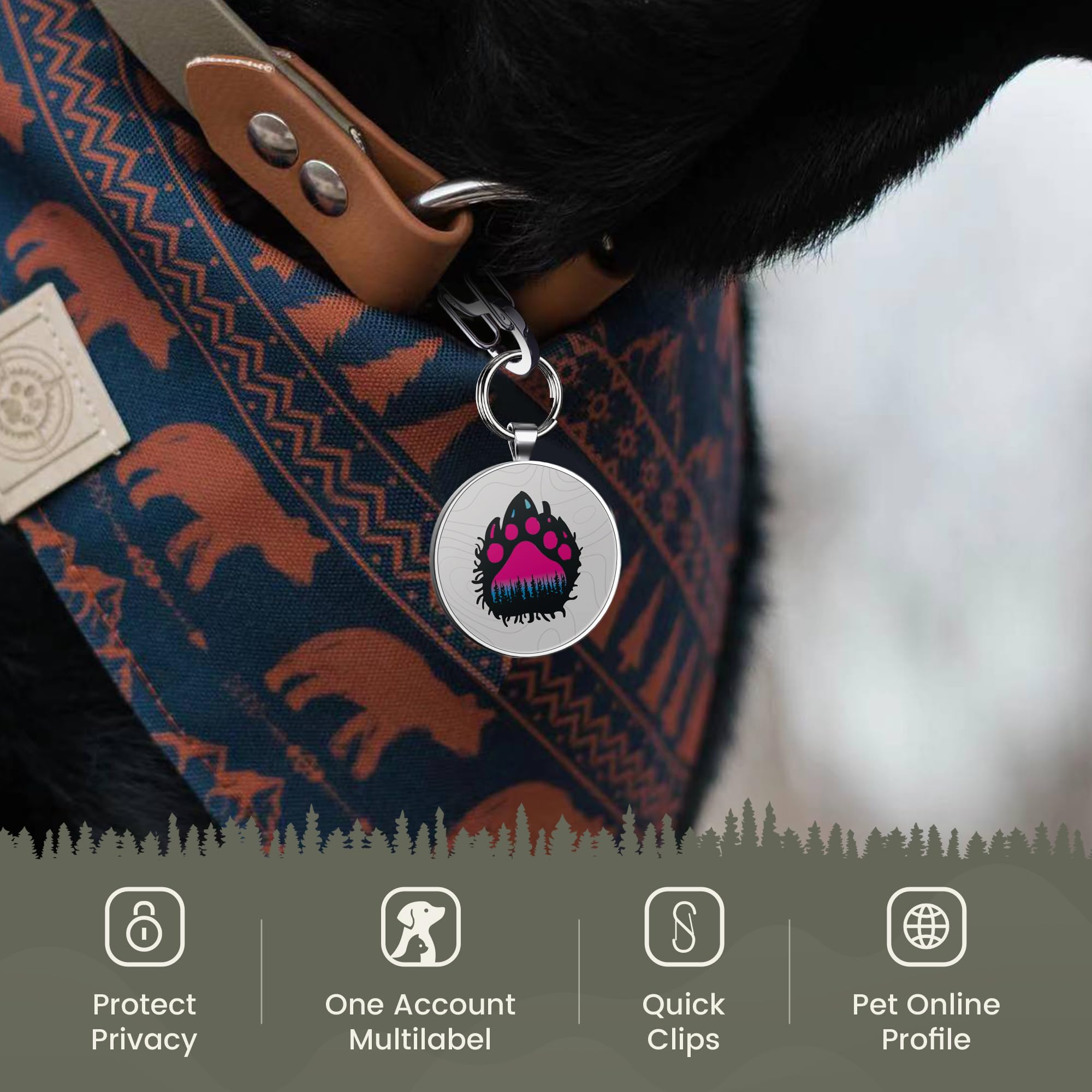 Quick clips QR code pet tag-Pink Paw