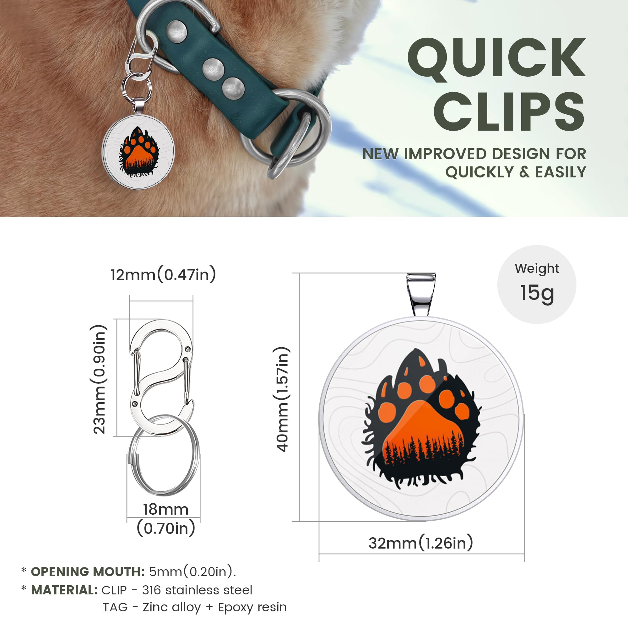 Quick clips QR code pet tag-Orange Paw