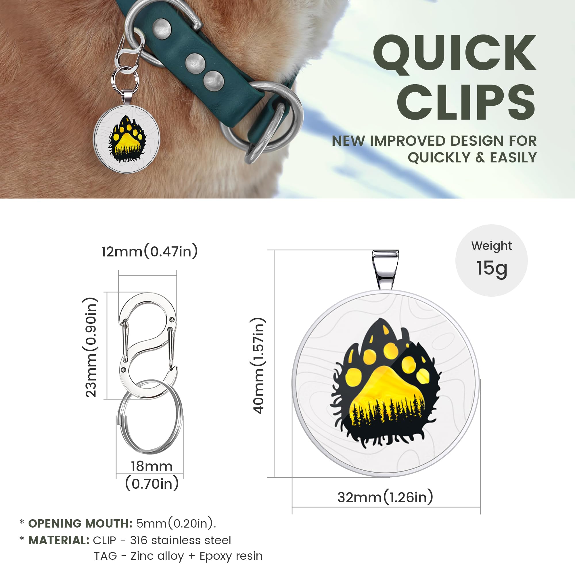 Quick clips QR code pet tag-Yellow Paw