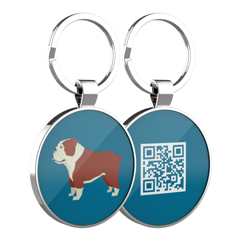 QR code pet tag Dog breeds tags-English Bulldog