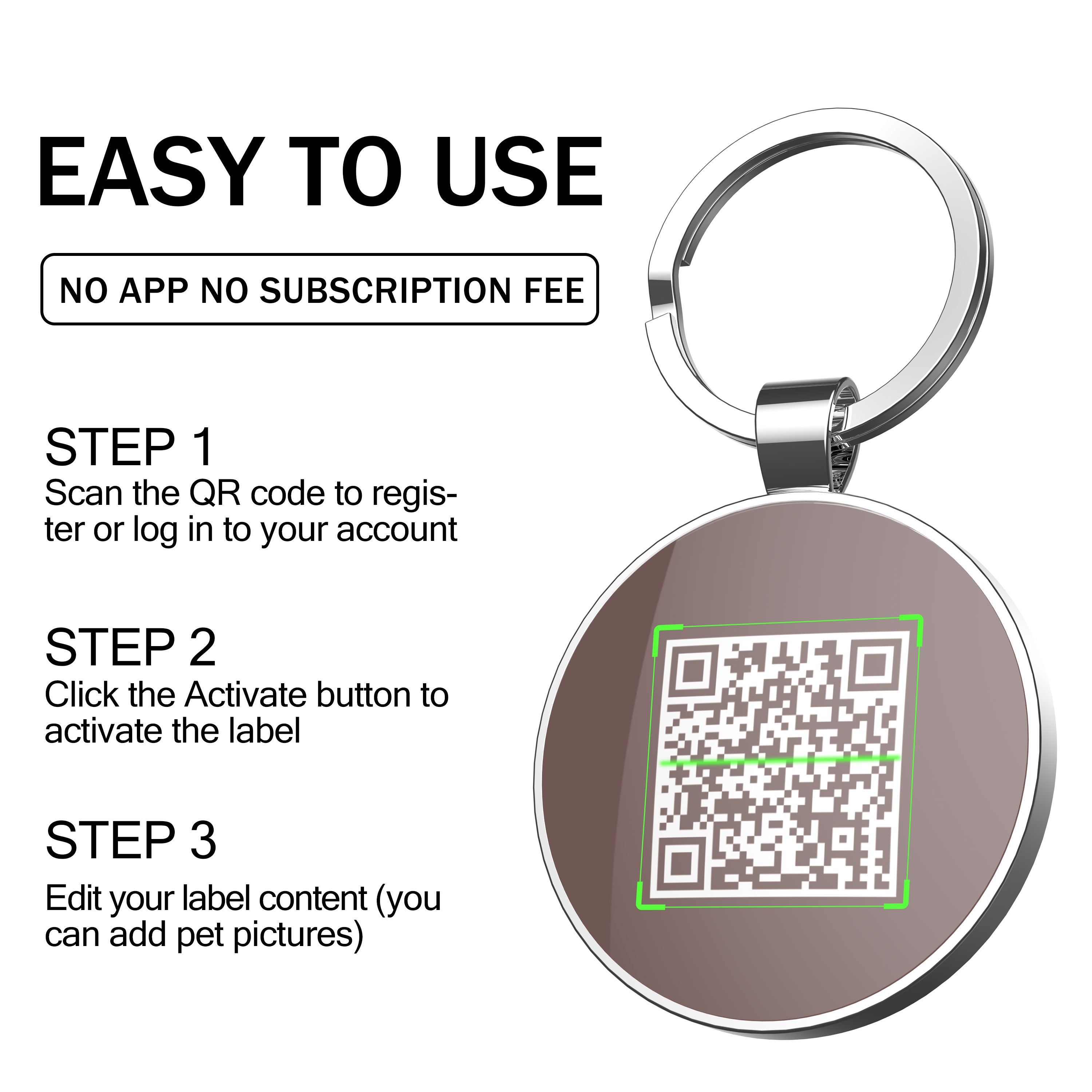 QR code pet tag Dog breeds tags-Pug