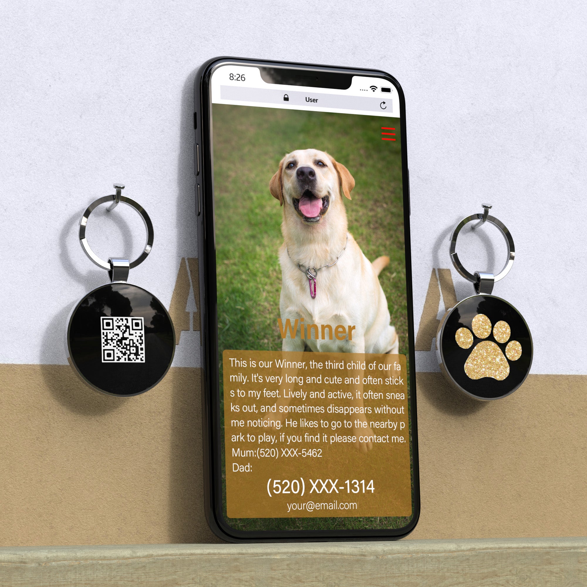 QR code pet tag Pet paws-NO.150607