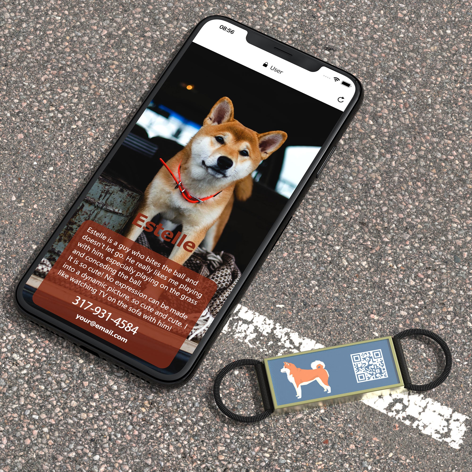 QR code pet tag Silent dog breeds tags-Akita Inu