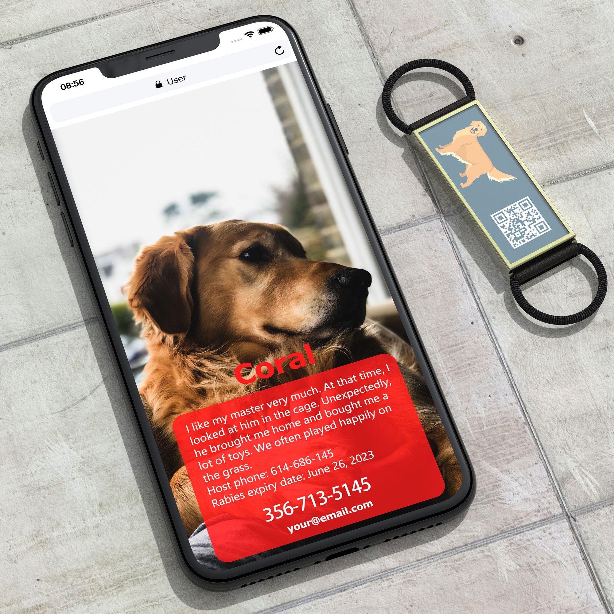 QR code pet tag Silent dog breeds tags-Golden Retriever