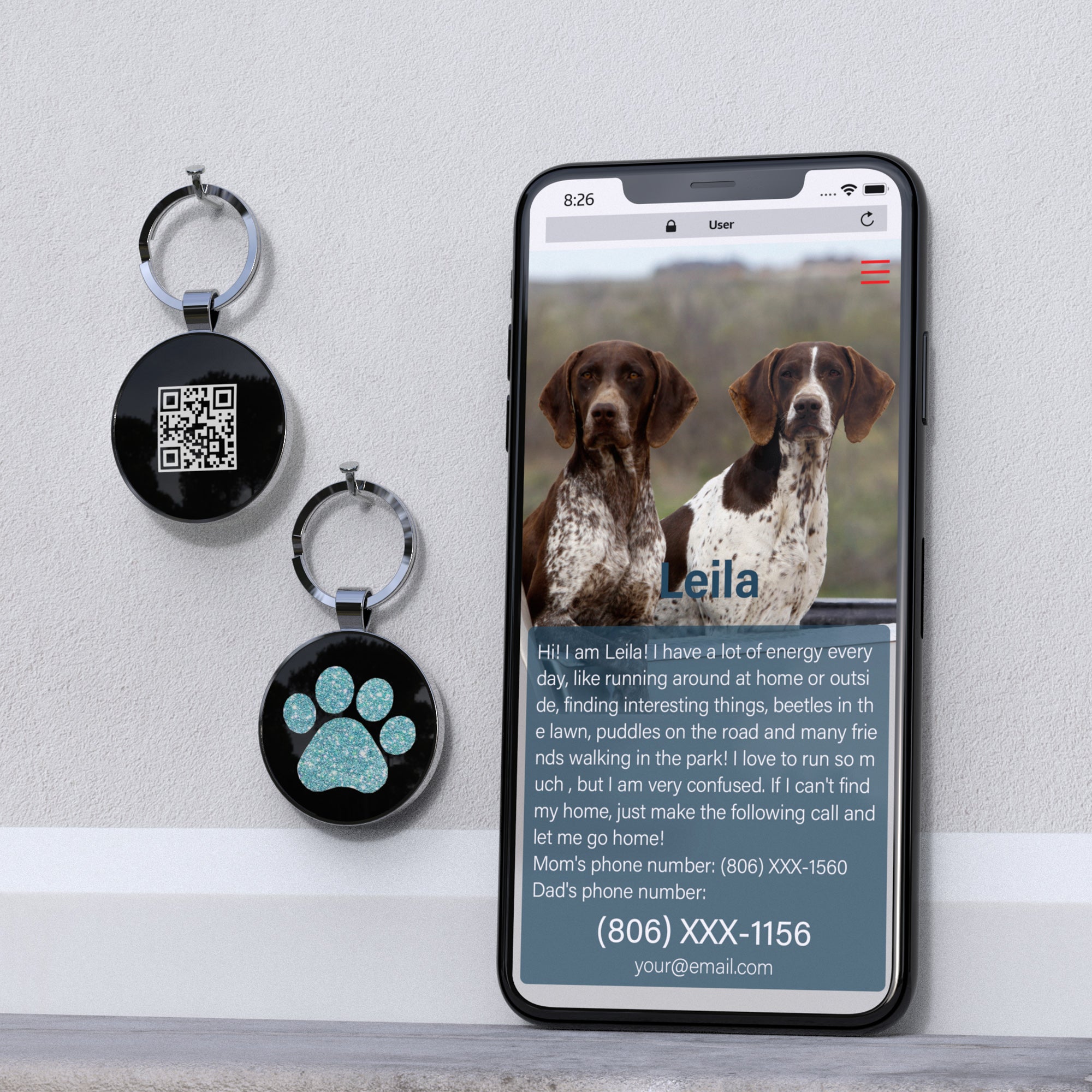 QR code pet tag Pet paws-NO.150609