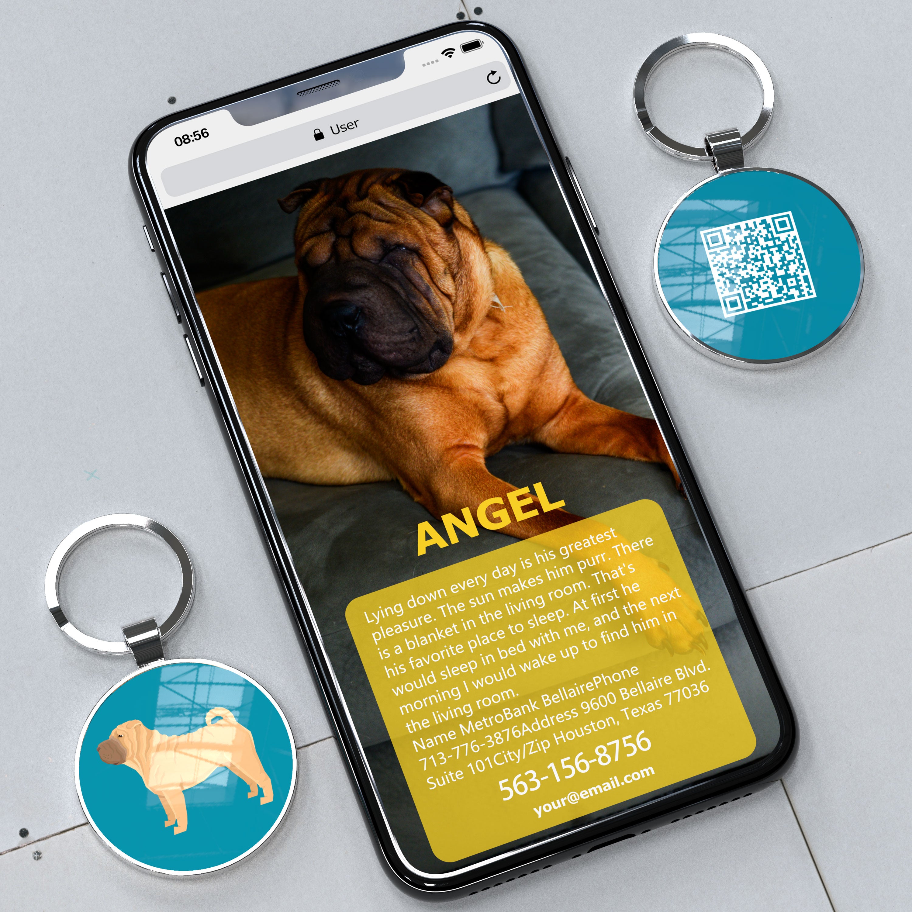 QR code pet tag Dog breeds tags-Shar Pei