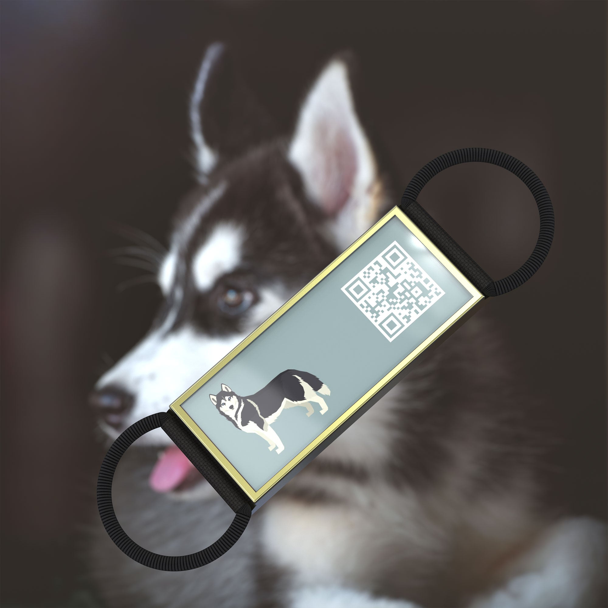 QR code pet tag Silent dog breeds tags-Siberian Husky