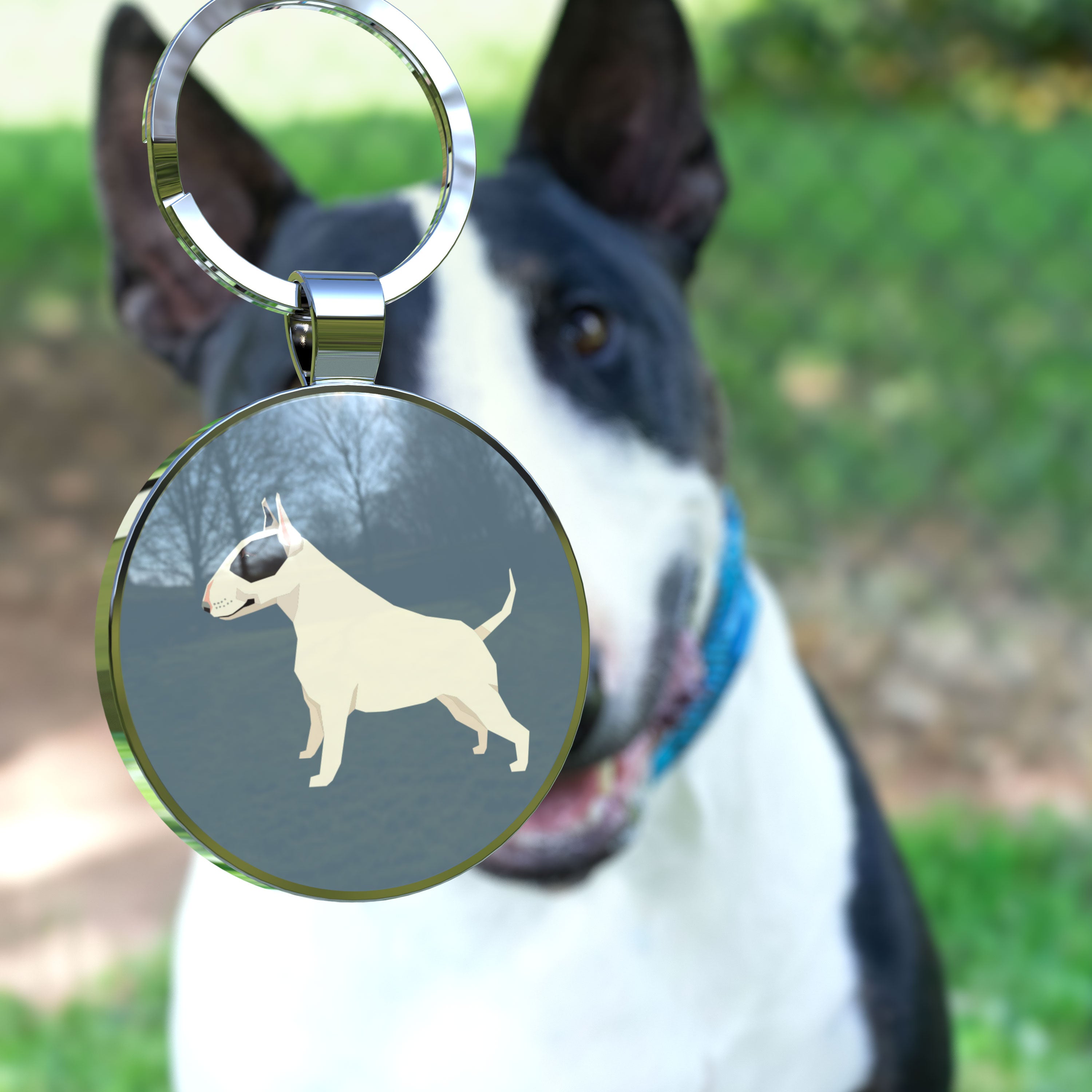 QR code pet tag Dog breeds tags-Bull Terrier Black and White