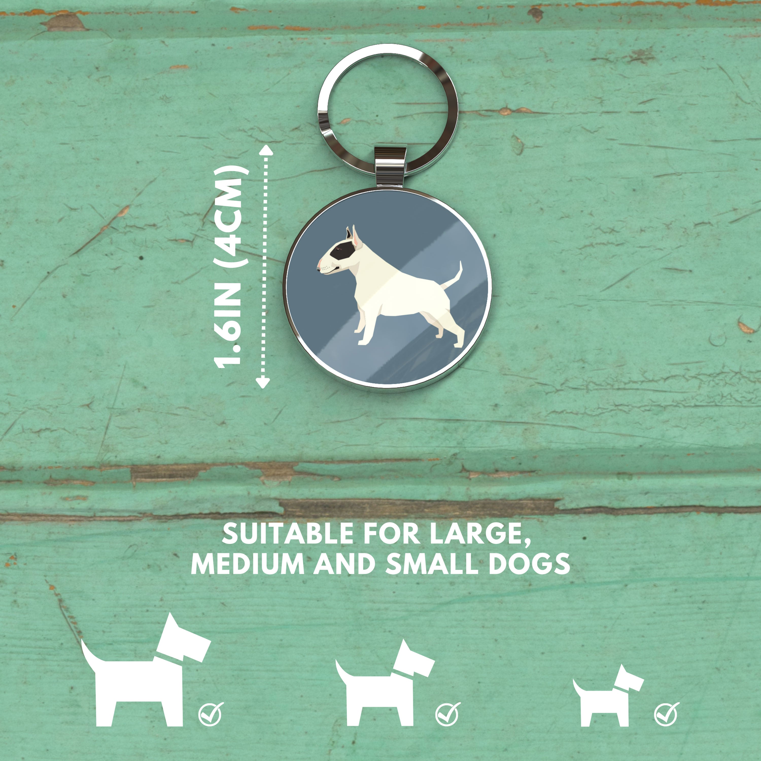 QR code pet tag Dog breeds tags-Bull Terrier Black and White